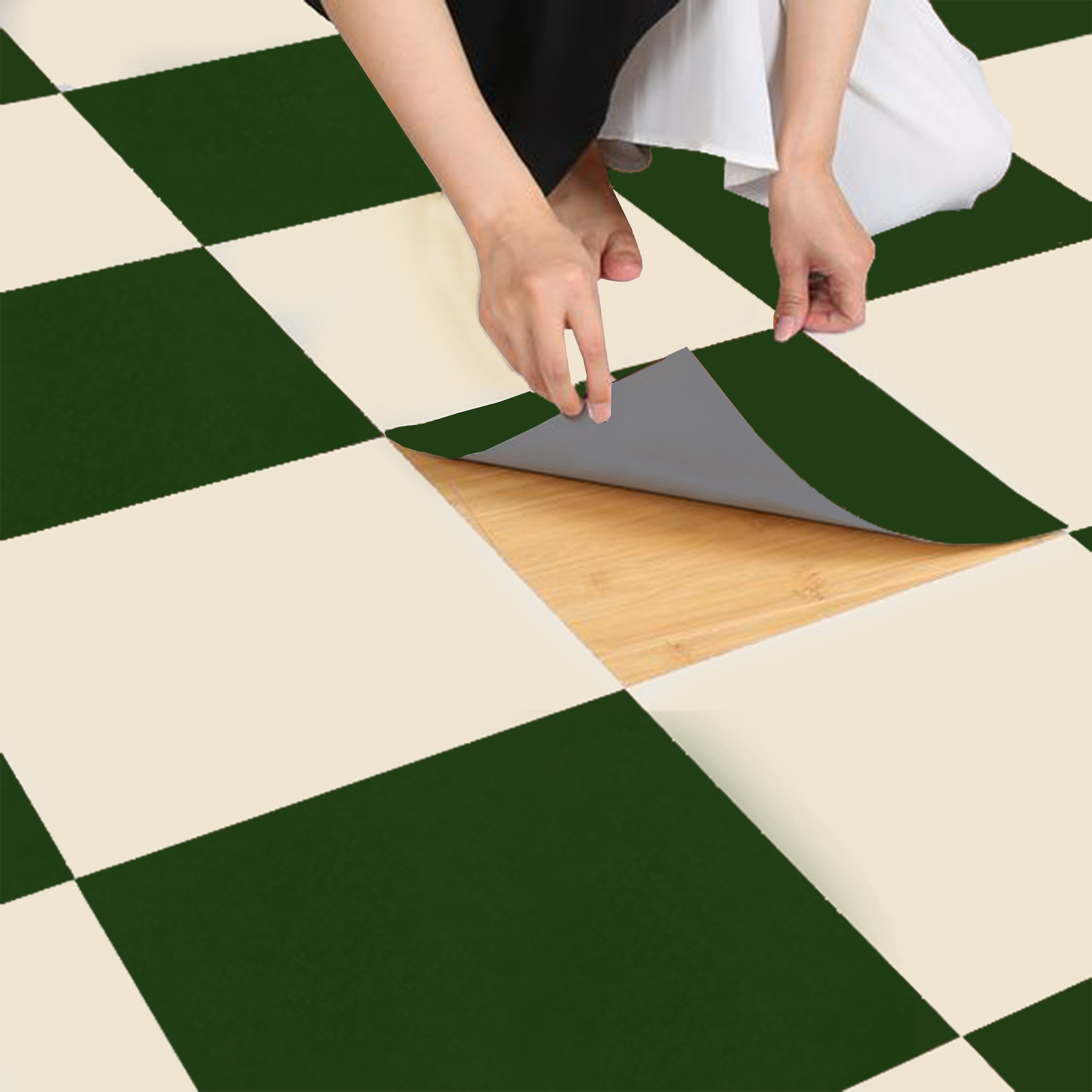 Moss Green & off White Checker Tile Wall Stair Floor Self Adhesive Vinyl  Sticker,kitchen Bathroom Backsplash Carrelage Decal, Peel and Stick -   Canada