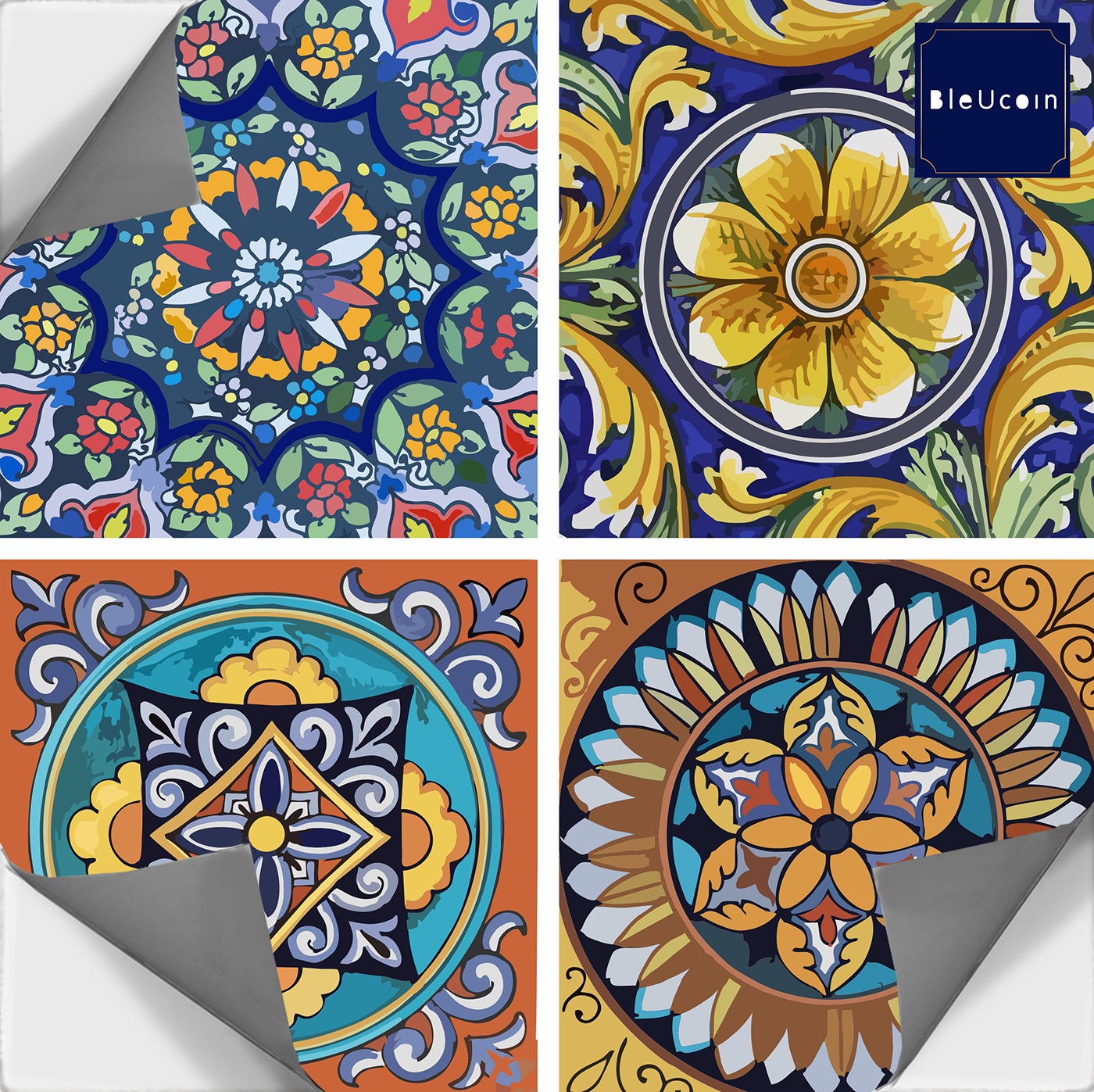 Sicilian Tile/ Wall / Floor Kitchen Bathroom Backsplash Decal | Etsy