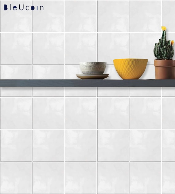 Weathered White Tile Wall Floor Self adhesive Vinyl Stickers for
