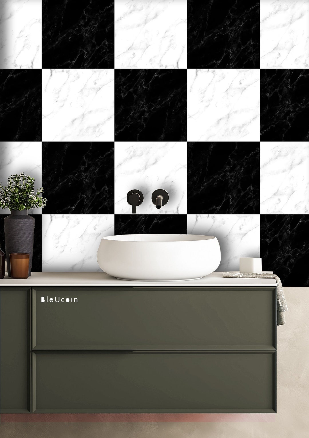 Black and White Marble Deco PVC Lvt Flooring Square Tile Shape - China  Flooring, Vinyl Floor