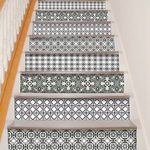 Marrakesh Grey Peel & Stick Stair Riser Decal–Extra Long 49&quot;,Water resistant Vinyl Strip | Self-Adhesive, Removable, DIY Stair,Easy to Trim