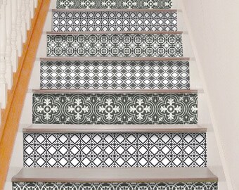 Marrakesh Grey Peel & Stick Stair Riser Decal–Extra Long 49",Water resistant Vinyl Strip | Self-Adhesive, Removable, DIY Stair,Easy to Trim