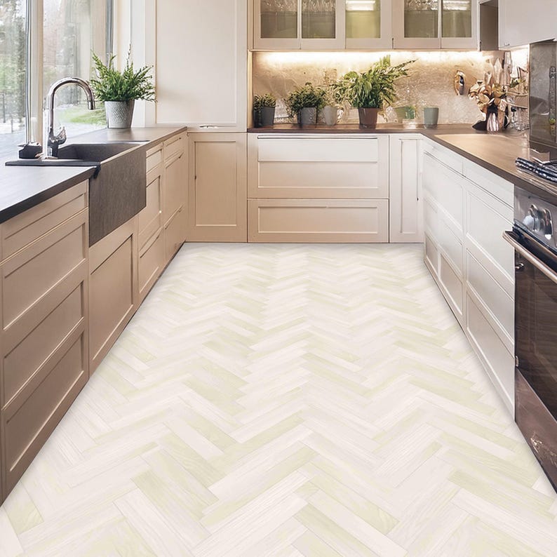 Wooden Herringbone Peel & Stick Floor Tile Sticker Removable Anti-slip ...