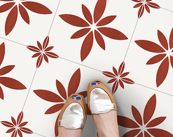 Pomona Ginger Peel & Stick Floor Tile Sticker I Removable Anti-Slip Vinyl Decals for Kitchen, Bath, Home | DIY Renter-Friendly |Customizable