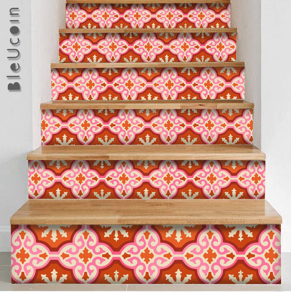 Tile/Wall decal Moroccan Pattern in Burnt Orange & Salmon Etsy