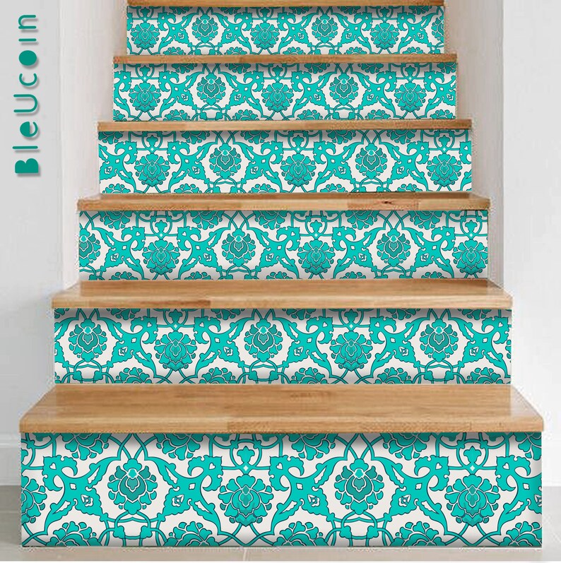 Tile/ Wall /Floor Vinyl Decal Indian Teal Hand Painted Etsy