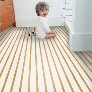 Subway Stripe Tan Peel & Stick Floor Tile Sticker Removable Anti-Slip Vinyl Decals for Kitchen, Bath, Home  DIY Renter-Friendly Customizable