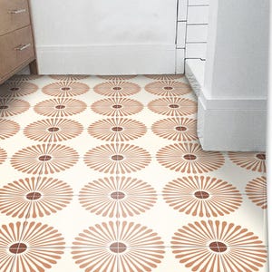 Kawasaki Terracotta Peel & Stick Floor Tile Sticker Removable Anti-Slip Vinyl Decals for Kitchen, Bath Home DIY Renter-Friendly Customizable