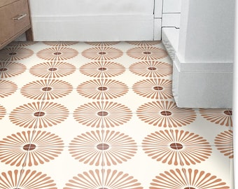 Kawasaki Terracotta Peel & Stick Floor Tile Sticker Removable Anti-Slip Vinyl Decals for Kitchen, Bath Home DIY Renter-Friendly Customizable