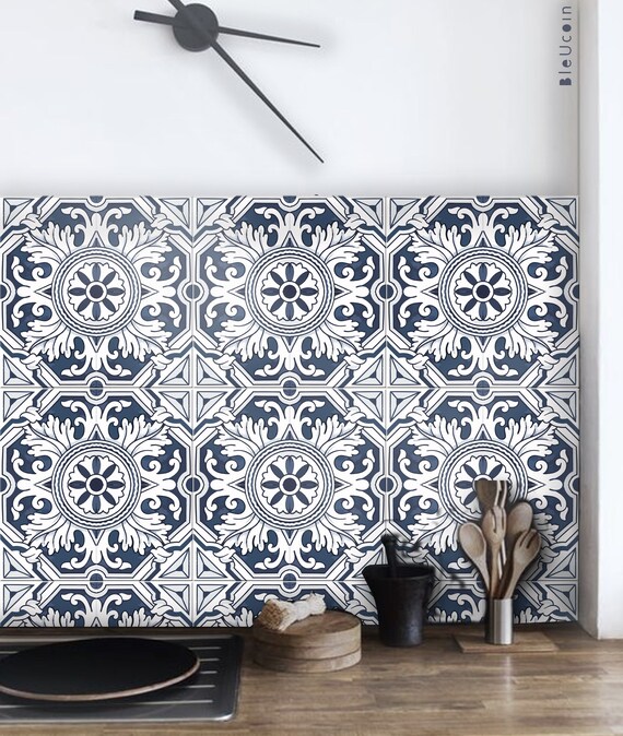 CHGCRAFT 36 Stuks 3D Oosterse Blauwe Tegelstickers - Waterdicht 10x10 Cm Voor Badkamer En Keuken
