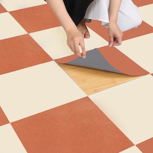 Ginger and Off White Vinyl  Tile Stickers | Floor Decals -Removable & Repositionable Anti-Slip finish option (520 microns)Perfect for Renter