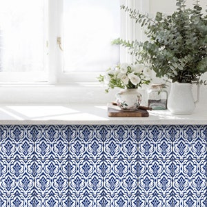 Ikat Peel & Stick Tile Stickers for Kitchen Bathroom Backsplash, Non slip for floor Removable Water Resistant Easy To Cut Vinyl Decor