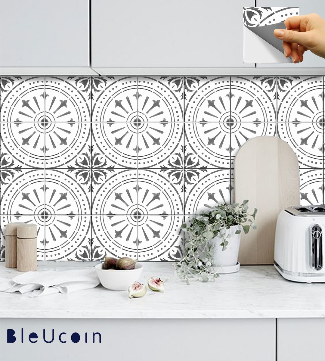 Tile Sticker Kitchen, Bath, Floor, Wall Waterproof & Removable Peel N  Stick: A65 