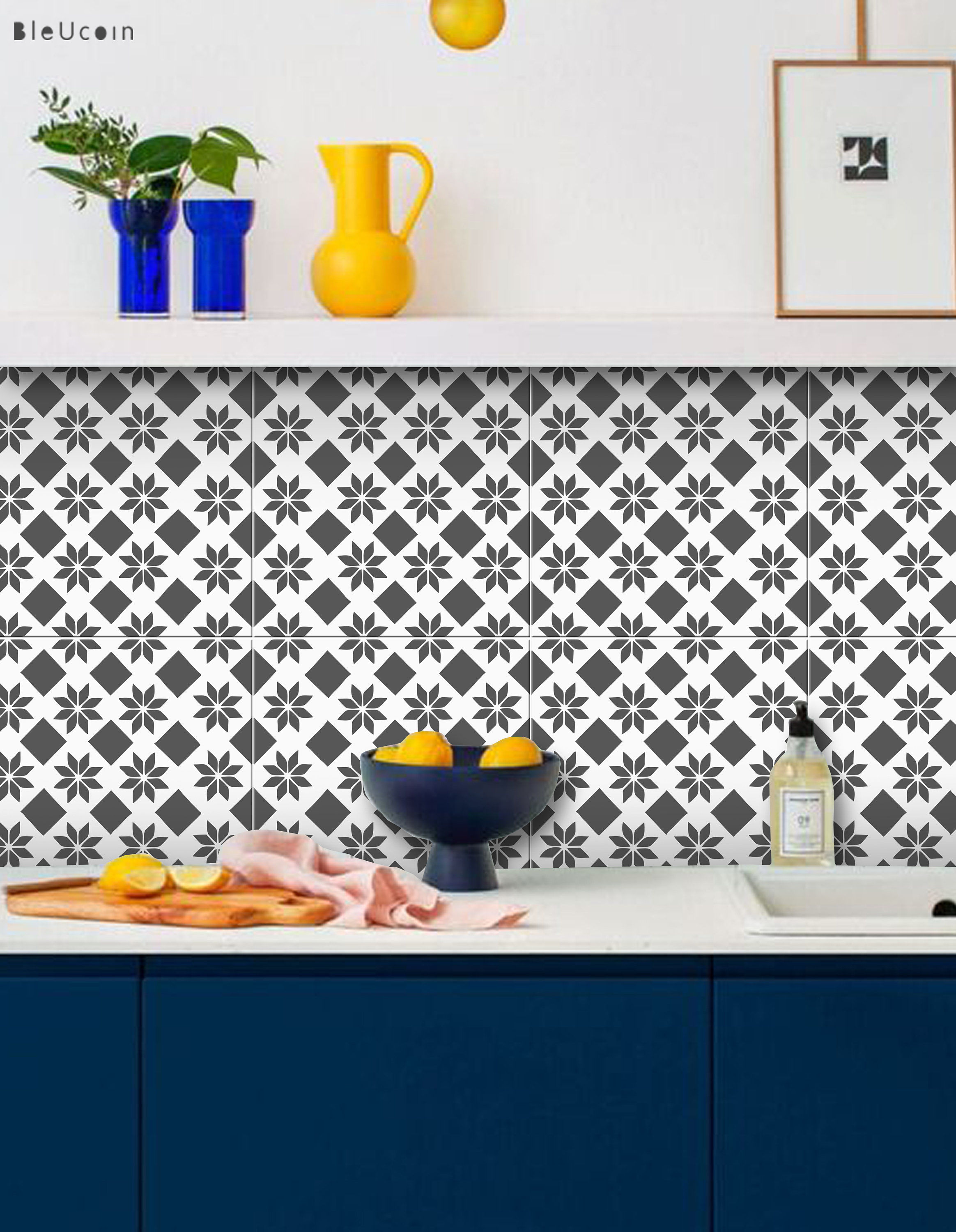 4Pcs Kitchen Waterproof Anti-Oil Tile Decal Wall Sticker Self