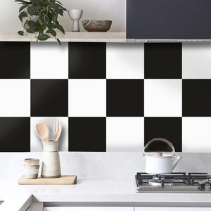 Checkerboard in Black and White Tile Sticker