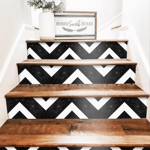 Prague Black Peel & Stick Stair Riser Decal–Extra Long 49&quot; | Water resistant Vinyl Strip | Self-Adhesive, Removable,DIY Stair | Easy to Trim