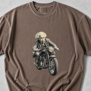 Albert Einstein Motorcycle Rider Shirt, Funny Physics Nerd Graphic Tee, Science Lover Gift , Comfort Colors®