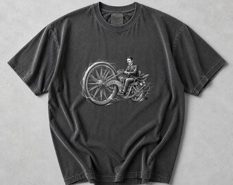 Nikola Tesla Motorcycle Shirt, Steampunk Inventor Tee, Electric Lightning Graphic T Shirt, Science Nerd Gift