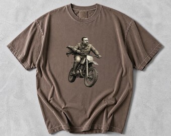 Camiseta con estampado de moto de Teddy Roosevelt, camiseta vintage de presidente para motociclista, ropa de aventura Rough Rider.