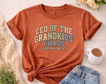 CEO Grandkids Chaos T-Shirt, Grandma Funny Quote, Garment Dyed Tee