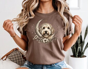 Celestial Goldendoodle Moon Phase T-Shirt, Goldendoodle Mom Gift