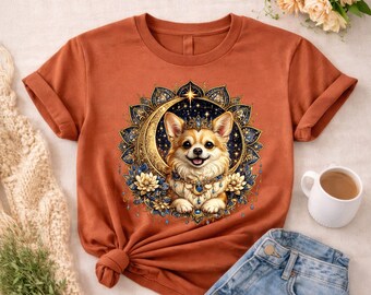 Celestial Chihuahua Shirt, Moon Goddess Dog Lover Tee, Chihuahua Mom Gift