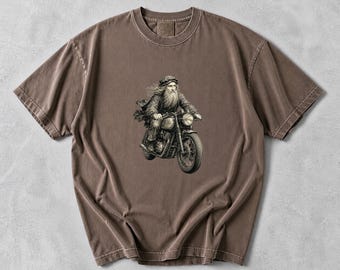 Leonardo da Vinci Biker Shirt, Renaissance Inventor Cafe Racer Tee, Garment Dyed Cotton