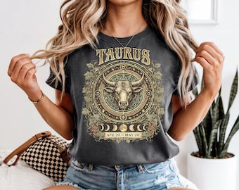 Retro Taurus Astrology Graphic Tee, Vintage Zodiac Celestial Shirt