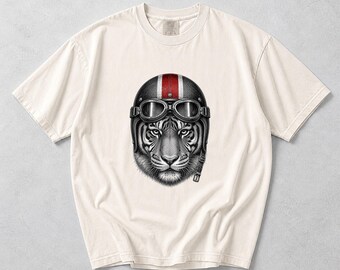 Tiger Aviator Graphic T-Shirt, Vintage Pilot Aviation Tee, Animal Lover Gift