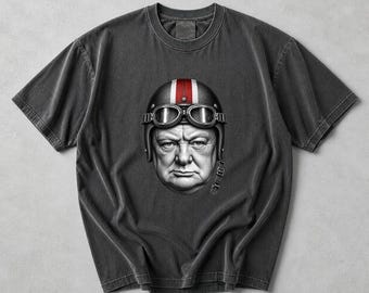 Winston Churchill Aviator Graphic Tee, Vintage Pilot Helmet Shirt, British History T-Shirt