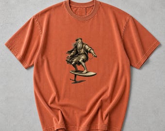 Leonardo da Vinci Foil Board Shirt, Renaissance Inventor Surf Tee, Water Sports Graphic T-Shirt
