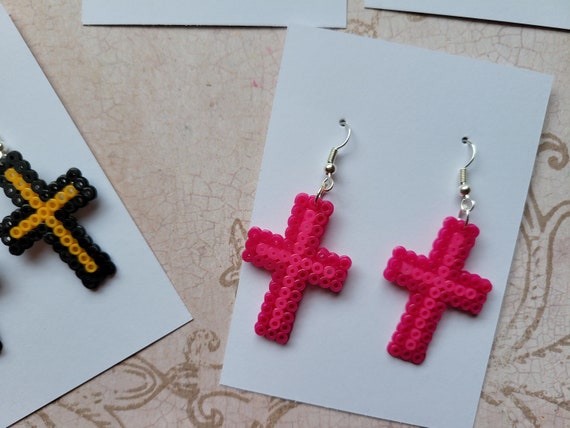 Perler Bead Red Sneakers Dangle Earrings