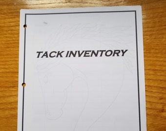 Tack Inventory Journal, Equine Journal System, horse planner, horse record keeping