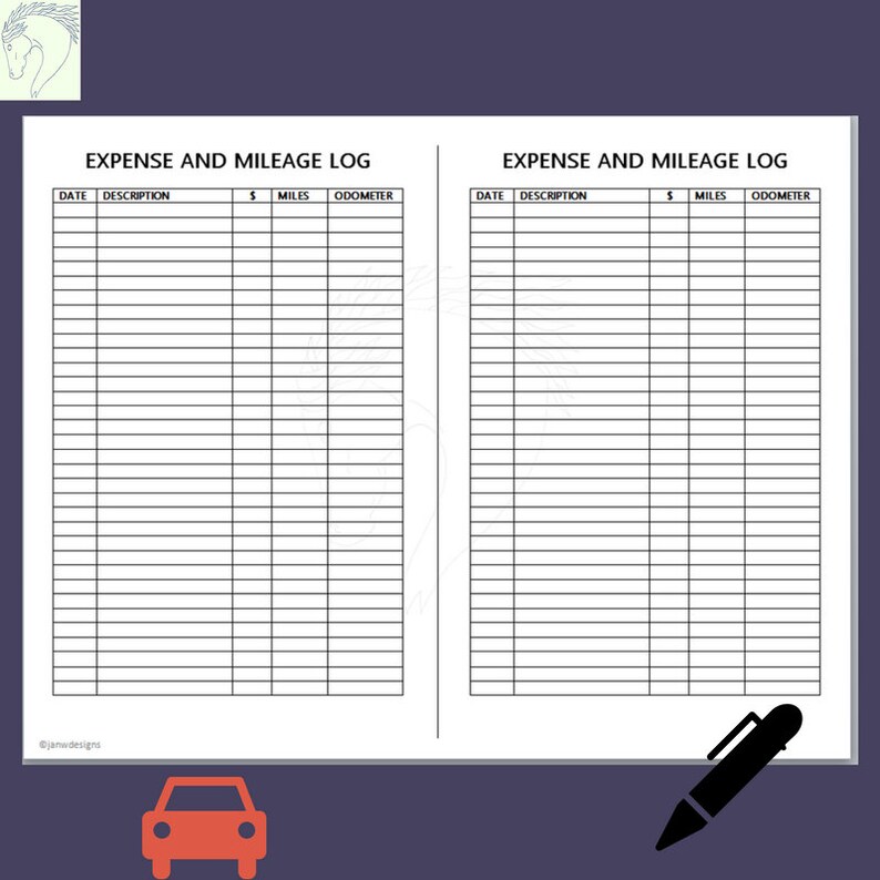 Expense and Mileage Log Booklet Equine Journal System Etsy