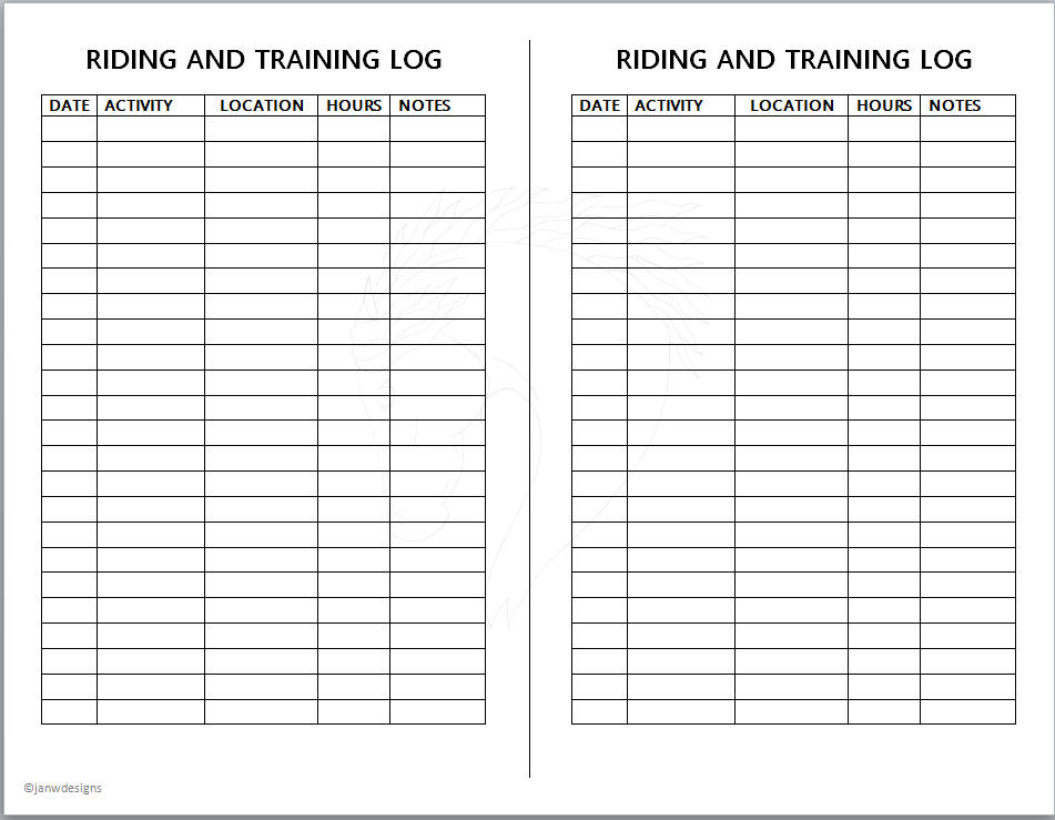 Printable Horse Training Schedule Template - Printable Templates Free