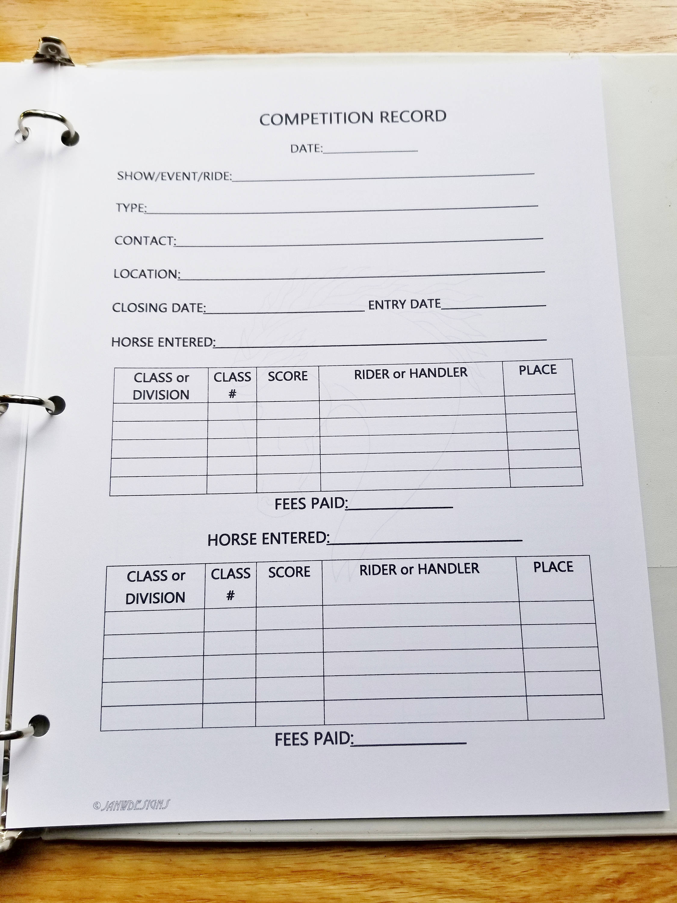 Equine Journal System, A4 size, horse record keeping,horse planner