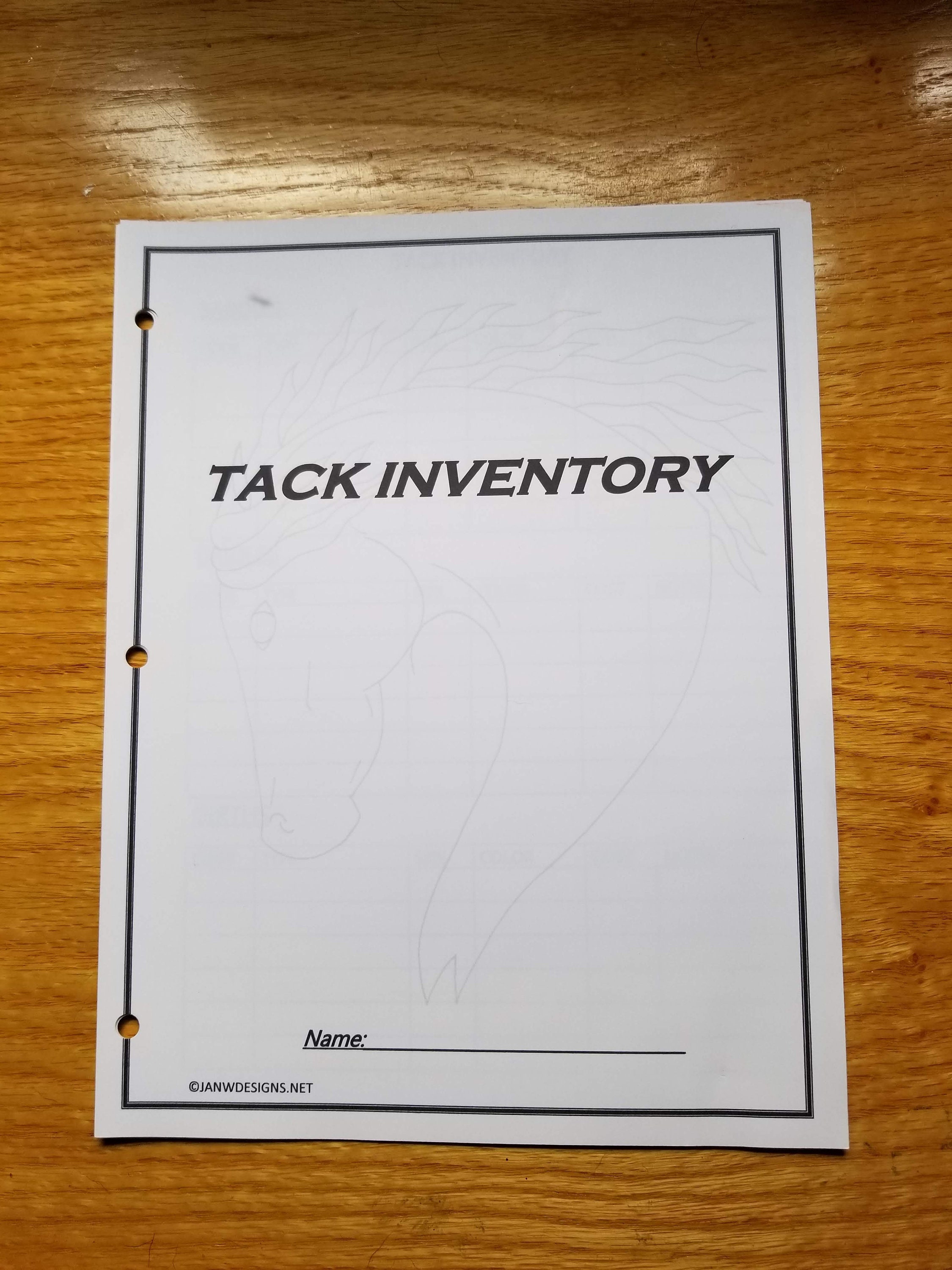 Tack Inventory Journal, Equine Journal System, horse planner, horse