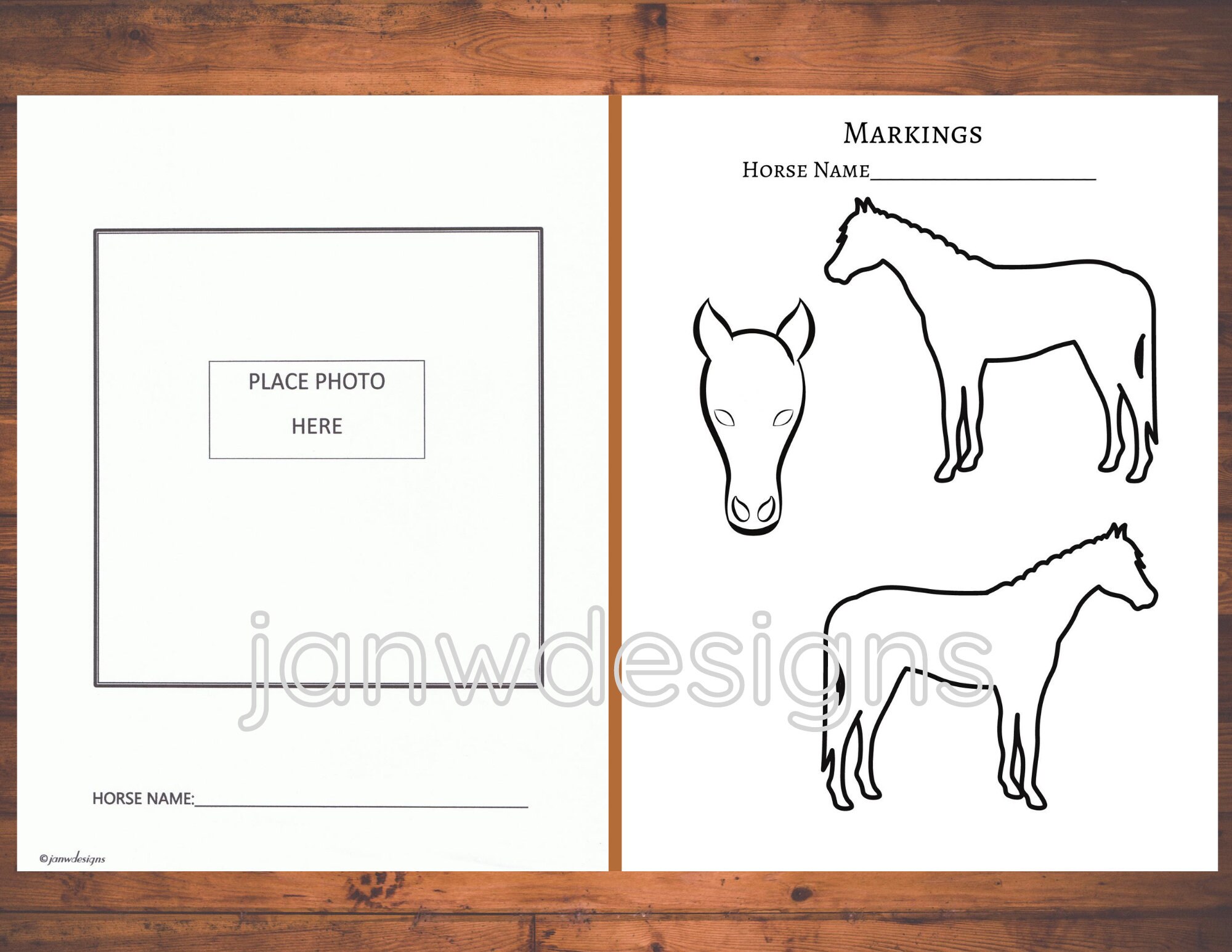Breeding Record, Equine Journal System, Letter size, A4 size, horse