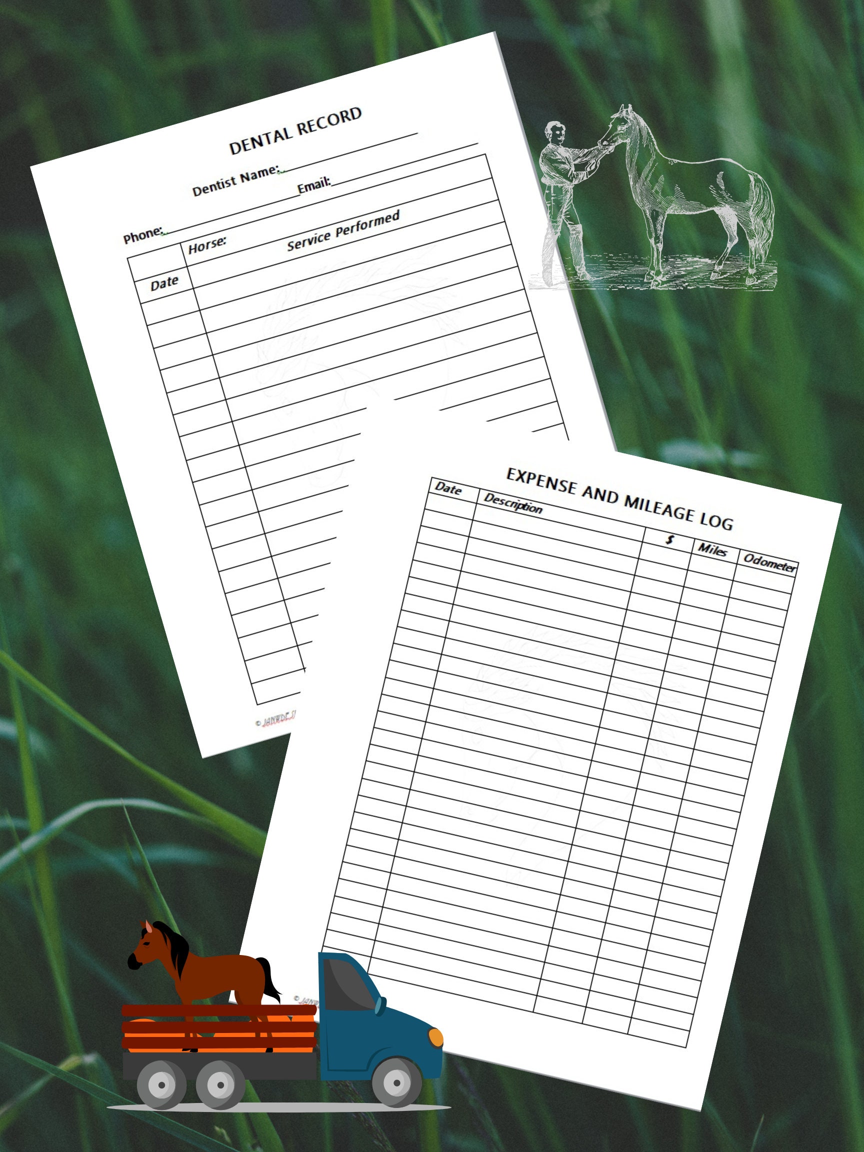 Equine Journal System, Boarding Stable Edition, Letter/A4 size, horse