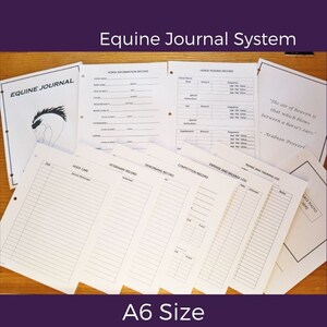 Equine Journal System, A6 size, Pocket size,  4 x 6, horse record keeping, horse planner, horse health