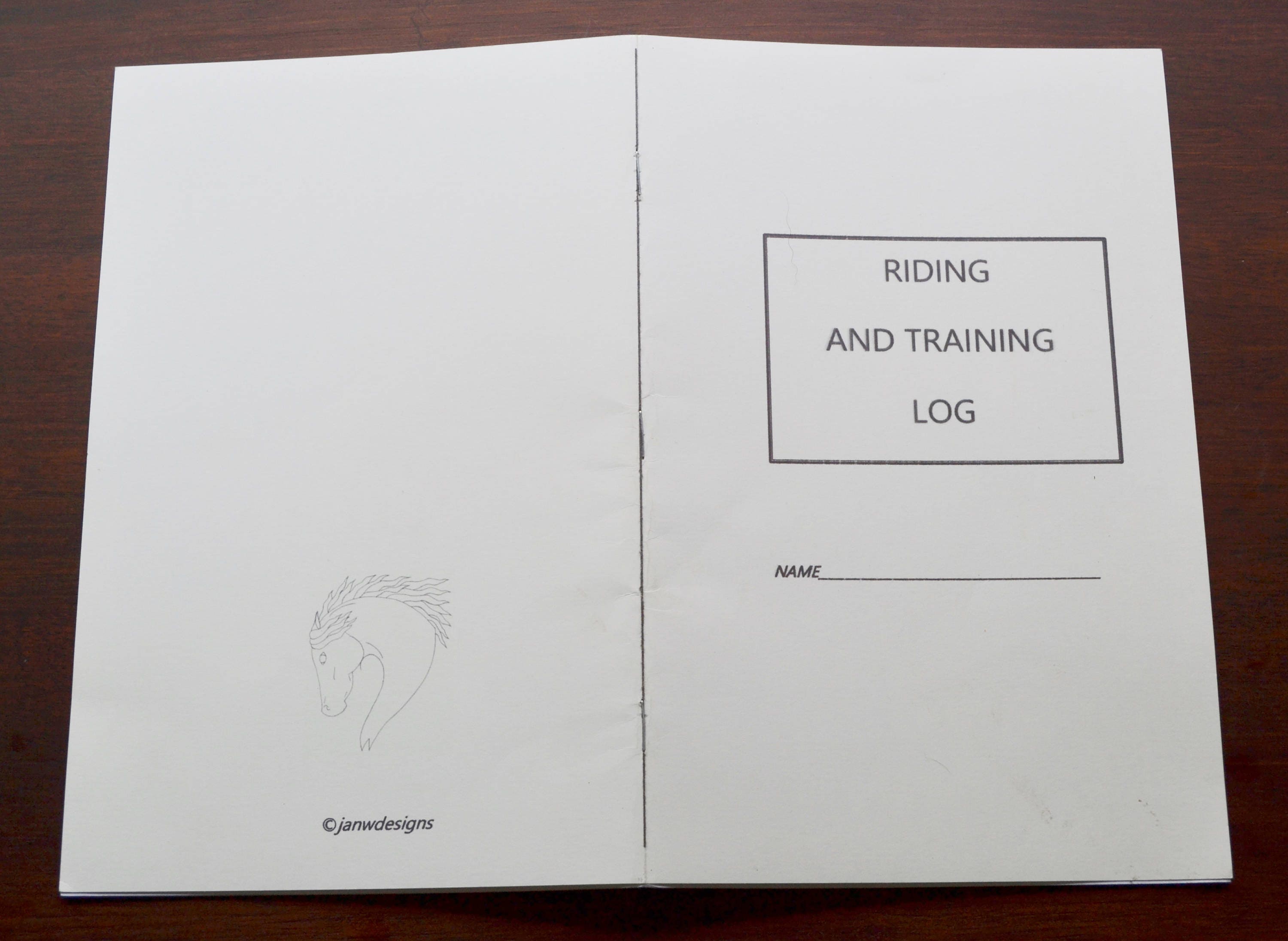 Riding and Training Log booklet, Equine Journal System, downloadable