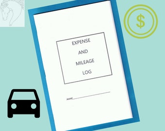 Expense and Mileage Log booklet, Equine Journal System, printable, journal, downloadable version,Horse and Pony record