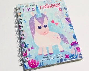 NEW Unicorn Repurposed Little Golden Book Planner/Sketchbook/Journal/scrapbook Book/Notebook