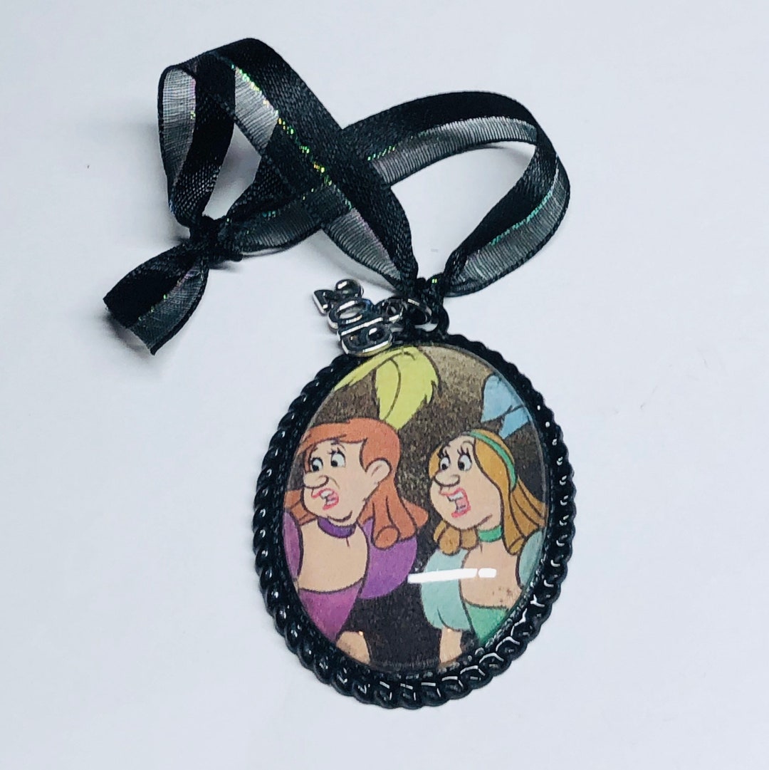Large Step Sisters Anastasia and Drizella Tremaine Cameo Brooch Keychain Necklace or Ornament