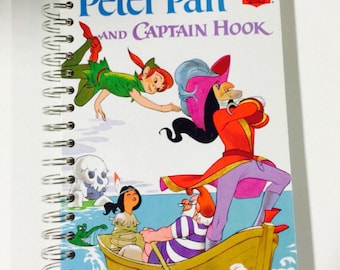 Peter Pan and Captain Hook Repurposed Storybook Notebook/Journal/ Planner/Autograph Book