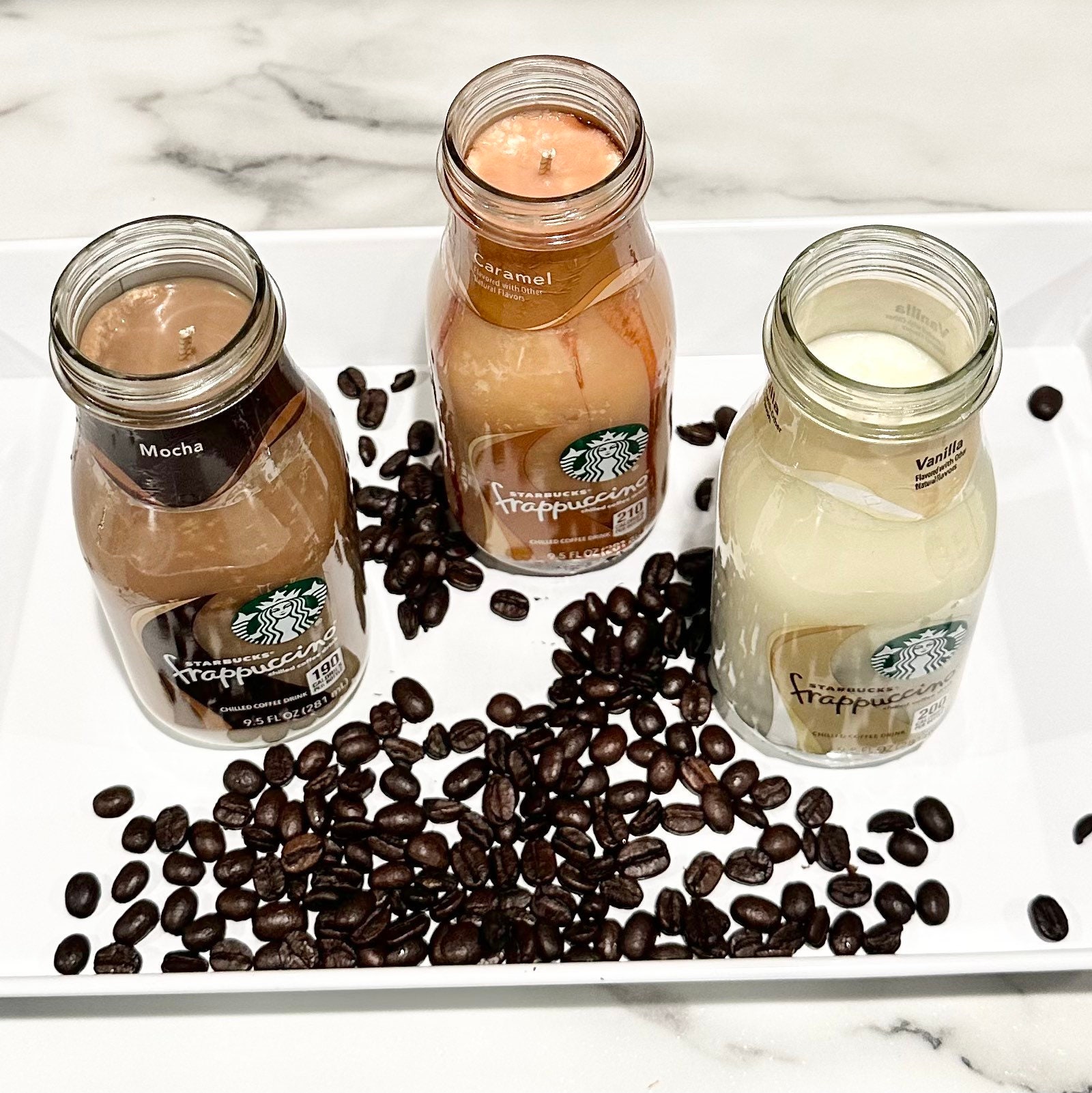 Recycled Starbucks Frappuccino Bottle Soy Candle - Vanilla, Mocha
