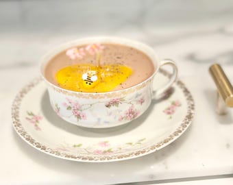 Antique MZ Austria Teacup Candle – Pink Blossom Floral