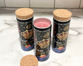 Recycled Stella Rosa Wine can 8 oz Soy Coconut Wax Candle Black Blueberry