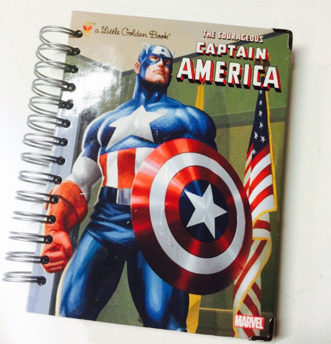 Captain America Marvel Avengers Repurposed Little Golden Book Planner ...