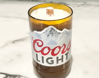 Recycled Coors Light Bottle Candle